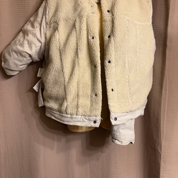 Ivory Denim Levi's Jean Jacket Sherpa Fleece Lining Women's XL - Picture 9 of 12